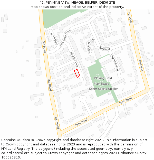 41, PENNINE VIEW, HEAGE, BELPER, DE56 2TE: Location map and indicative extent of plot