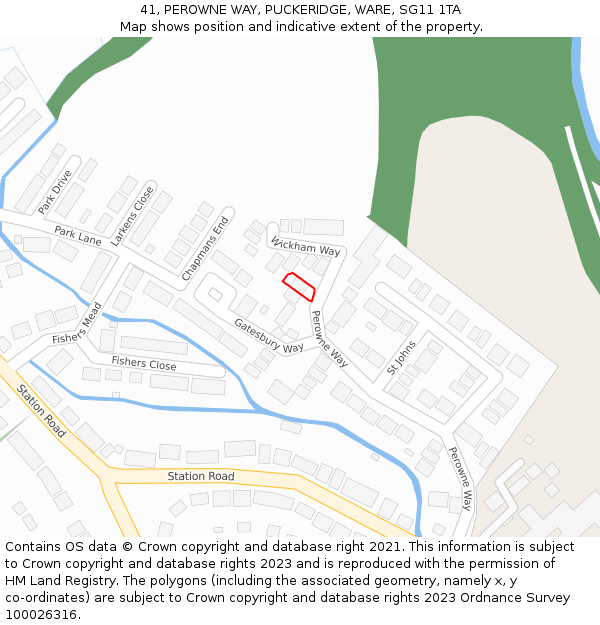 41, PEROWNE WAY, PUCKERIDGE, WARE, SG11 1TA: Location map and indicative extent of plot