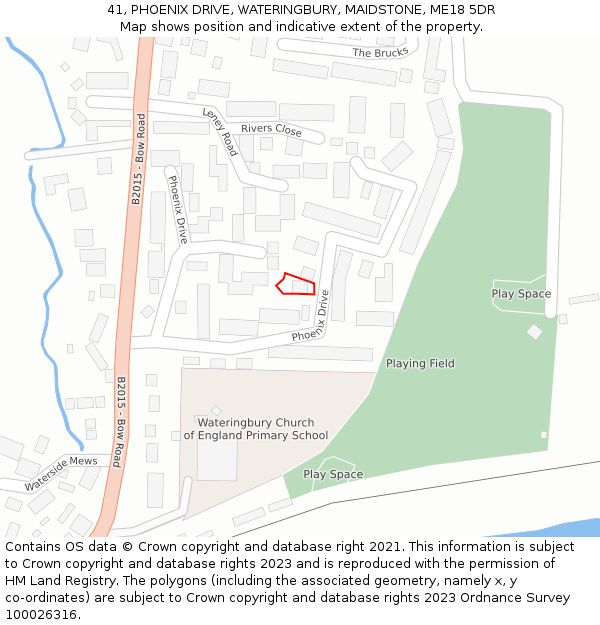 41, PHOENIX DRIVE, WATERINGBURY, MAIDSTONE, ME18 5DR: Location map and indicative extent of plot