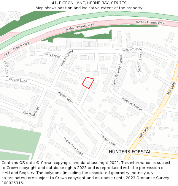 41, PIGEON LANE, HERNE BAY, CT6 7ES: Location map and indicative extent of plot