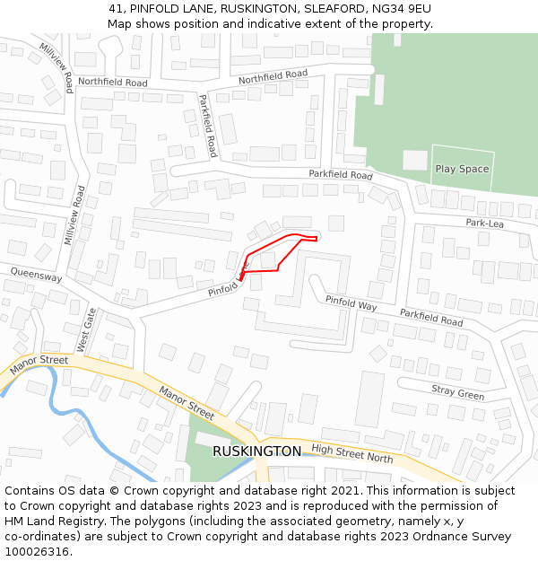 41, PINFOLD LANE, RUSKINGTON, SLEAFORD, NG34 9EU: Location map and indicative extent of plot
