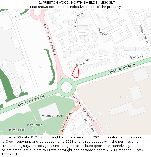 41, PRESTON WOOD, NORTH SHIELDS, NE30 3LT: Location map and indicative extent of plot