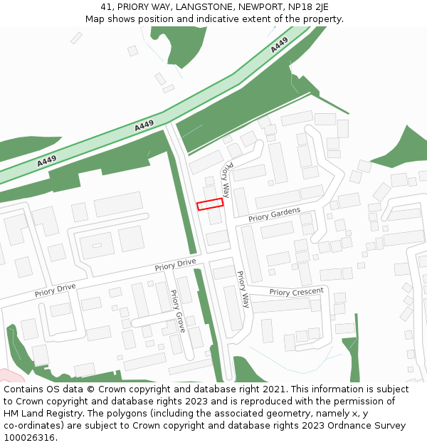 41, PRIORY WAY, LANGSTONE, NEWPORT, NP18 2JE: Location map and indicative extent of plot