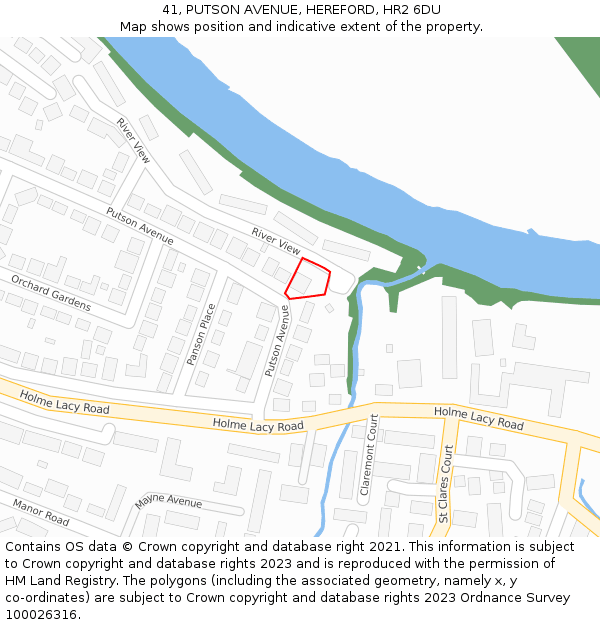 41, PUTSON AVENUE, HEREFORD, HR2 6DU: Location map and indicative extent of plot