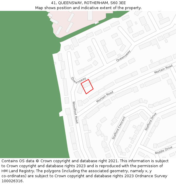 41, QUEENSWAY, ROTHERHAM, S60 3EE: Location map and indicative extent of plot