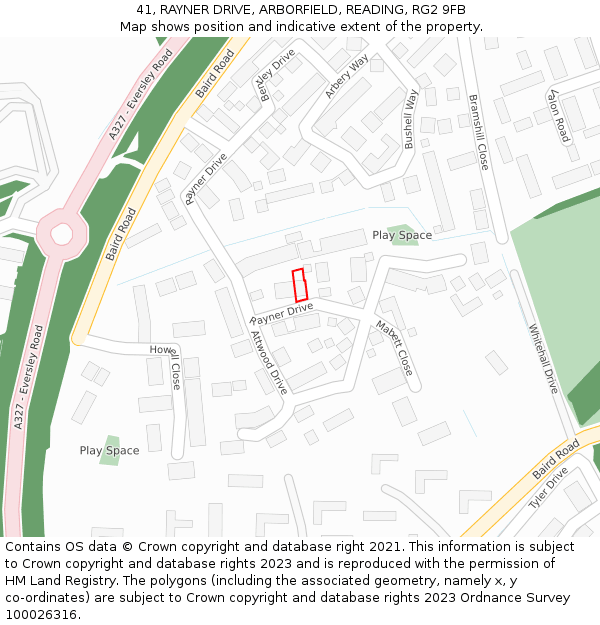41, RAYNER DRIVE, ARBORFIELD, READING, RG2 9FB: Location map and indicative extent of plot