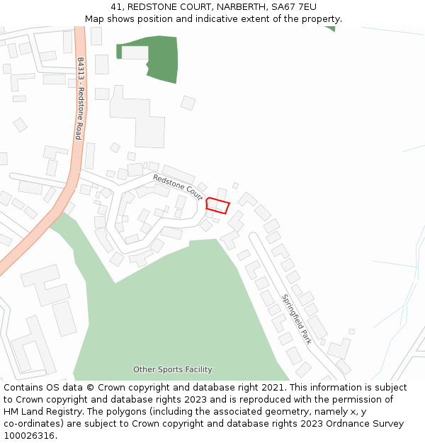 41, REDSTONE COURT, NARBERTH, SA67 7EU: Location map and indicative extent of plot