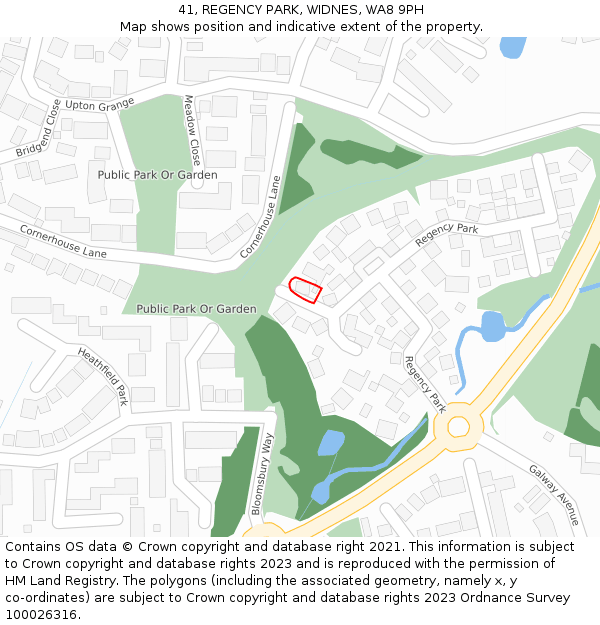 41, REGENCY PARK, WIDNES, WA8 9PH: Location map and indicative extent of plot