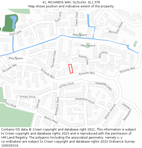 41, RICHARDS WAY, SLOUGH, SL1 5TR: Location map and indicative extent of plot