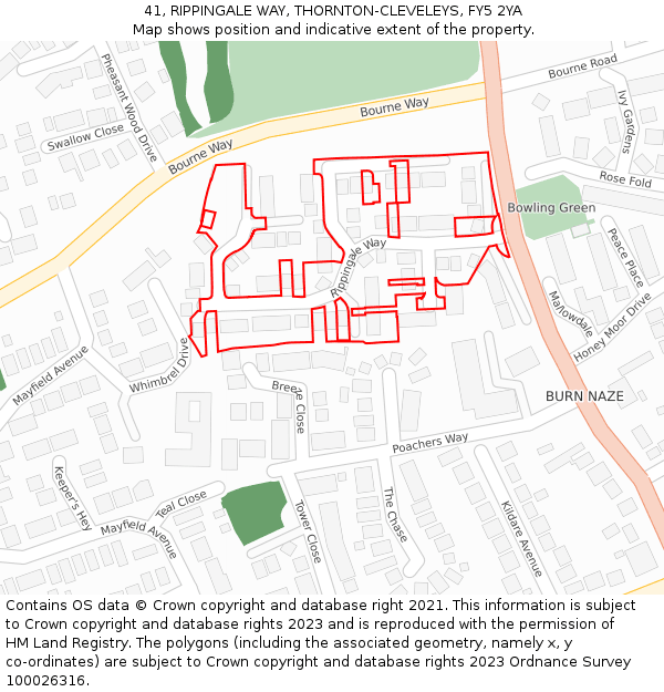 41, RIPPINGALE WAY, THORNTON-CLEVELEYS, FY5 2YA: Location map and indicative extent of plot