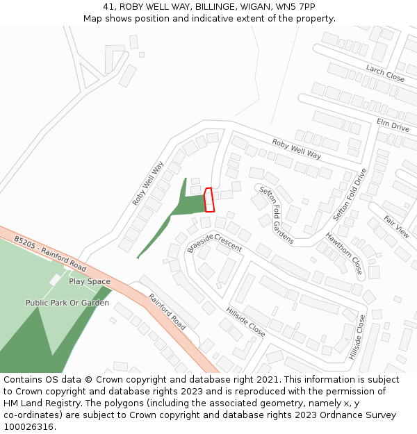 41, ROBY WELL WAY, BILLINGE, WIGAN, WN5 7PP: Location map and indicative extent of plot