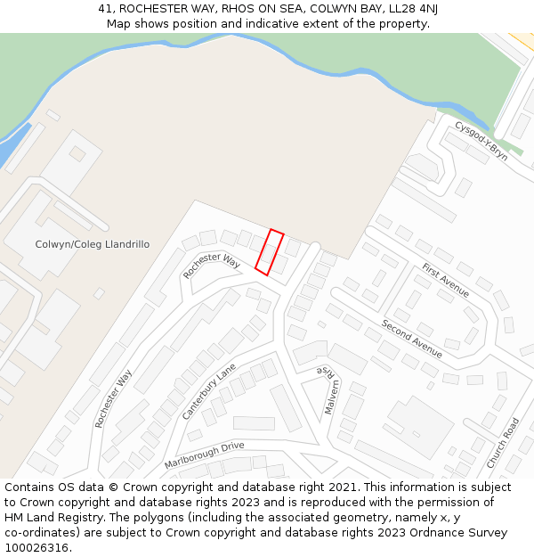 41, ROCHESTER WAY, RHOS ON SEA, COLWYN BAY, LL28 4NJ: Location map and indicative extent of plot