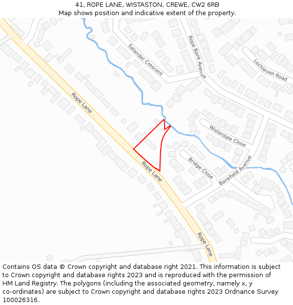 41, ROPE LANE, WISTASTON, CREWE, CW2 6RB: Location map and indicative extent of plot