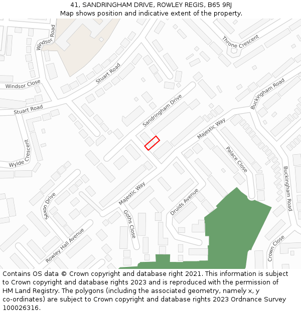 41, SANDRINGHAM DRIVE, ROWLEY REGIS, B65 9RJ: Location map and indicative extent of plot