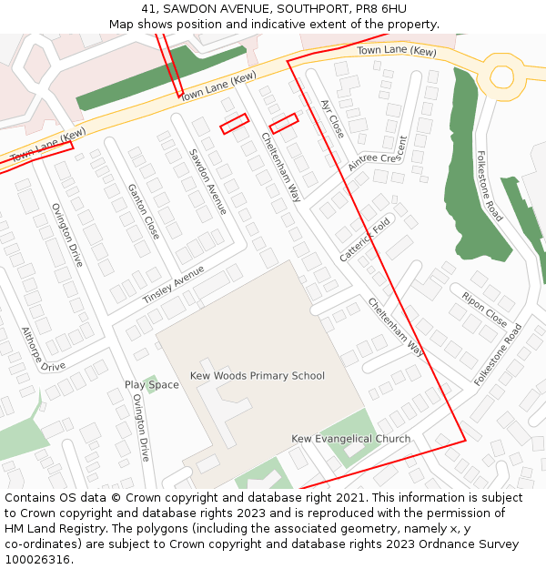 41, SAWDON AVENUE, SOUTHPORT, PR8 6HU: Location map and indicative extent of plot