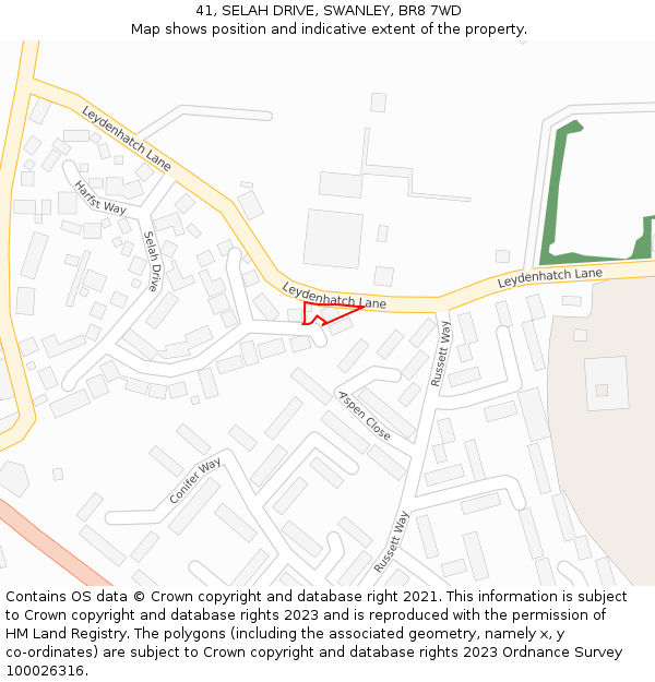 41, SELAH DRIVE, SWANLEY, BR8 7WD: Location map and indicative extent of plot