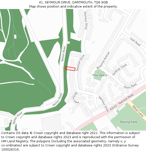 41, SEYMOUR DRIVE, DARTMOUTH, TQ6 9GB: Location map and indicative extent of plot
