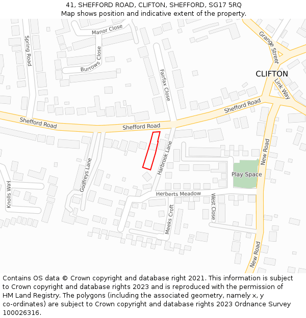 41, SHEFFORD ROAD, CLIFTON, SHEFFORD, SG17 5RQ: Location map and indicative extent of plot