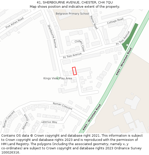 41, SHERBOURNE AVENUE, CHESTER, CH4 7QU: Location map and indicative extent of plot