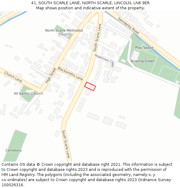 41, SOUTH SCARLE LANE, NORTH SCARLE, LINCOLN, LN6 9ER: Location map and indicative extent of plot