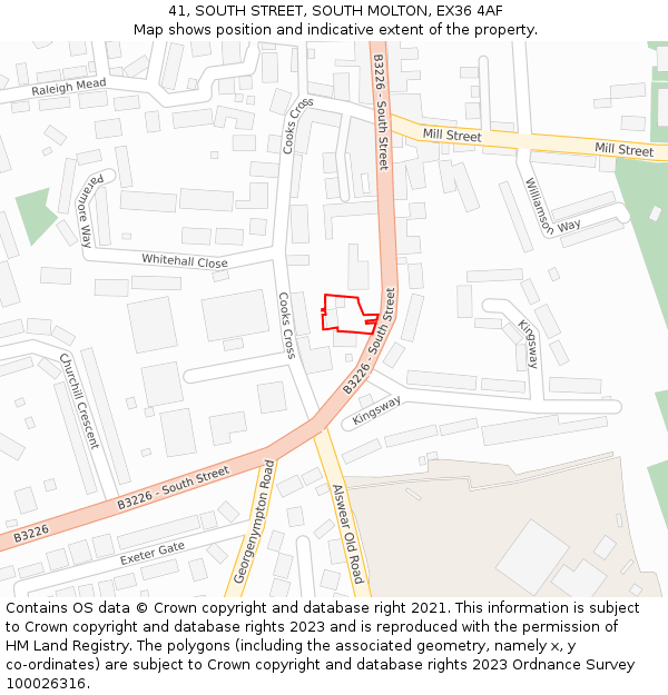 41, SOUTH STREET, SOUTH MOLTON, EX36 4AF: Location map and indicative extent of plot