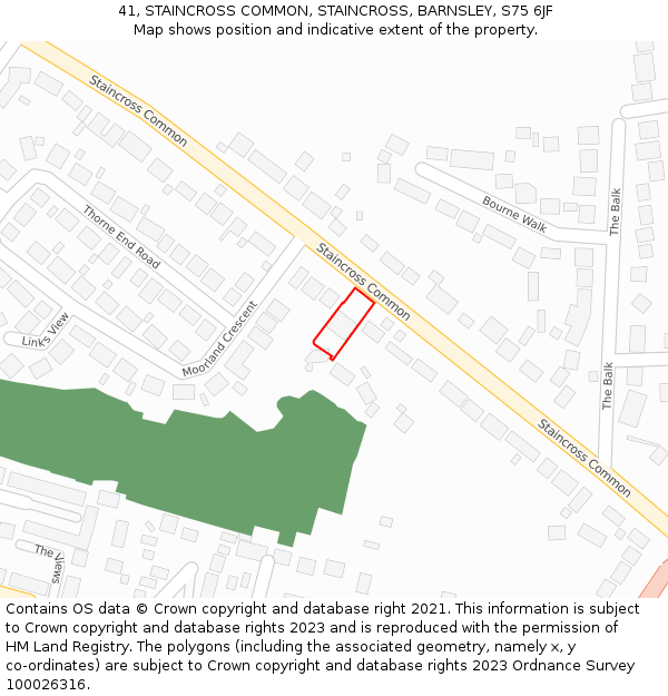 41, STAINCROSS COMMON, STAINCROSS, BARNSLEY, S75 6JF: Location map and indicative extent of plot