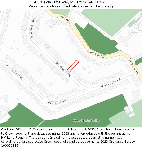 41, STAMBOURNE WAY, WEST WICKHAM, BR4 9NE: Location map and indicative extent of plot