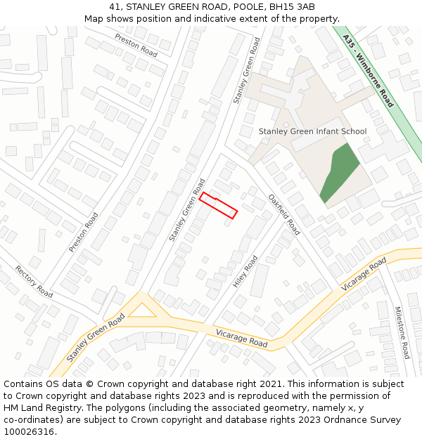 41, STANLEY GREEN ROAD, POOLE, BH15 3AB: Location map and indicative extent of plot