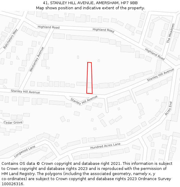 41, STANLEY HILL AVENUE, AMERSHAM, HP7 9BB: Location map and indicative extent of plot