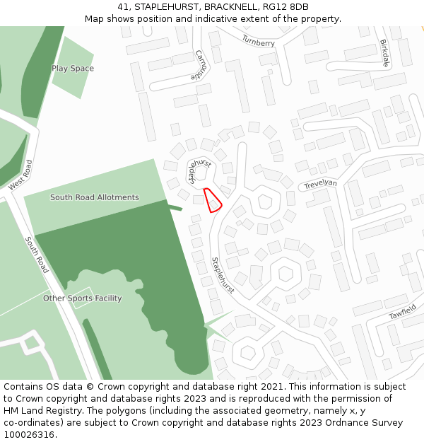 41, STAPLEHURST, BRACKNELL, RG12 8DB: Location map and indicative extent of plot