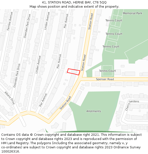 41, STATION ROAD, HERNE BAY, CT6 5QQ: Location map and indicative extent of plot