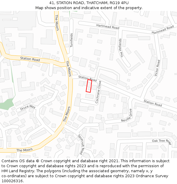 41, STATION ROAD, THATCHAM, RG19 4PU: Location map and indicative extent of plot