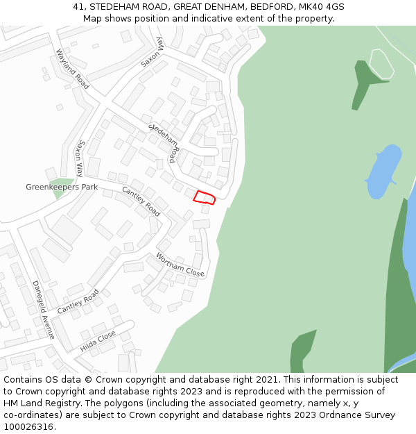 41, STEDEHAM ROAD, GREAT DENHAM, BEDFORD, MK40 4GS: Location map and indicative extent of plot