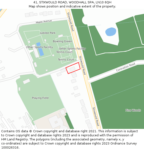 41, STIXWOULD ROAD, WOODHALL SPA, LN10 6QH: Location map and indicative extent of plot