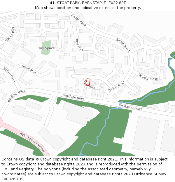 41, STOAT PARK, BARNSTAPLE, EX32 8PT: Location map and indicative extent of plot