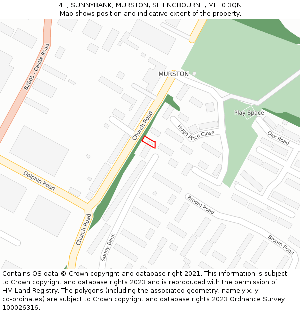 41, SUNNYBANK, MURSTON, SITTINGBOURNE, ME10 3QN: Location map and indicative extent of plot