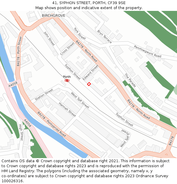 41, SYPHON STREET, PORTH, CF39 9SE: Location map and indicative extent of plot