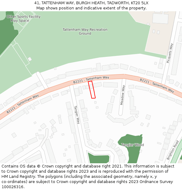 41, TATTENHAM WAY, BURGH HEATH, TADWORTH, KT20 5LX: Location map and indicative extent of plot