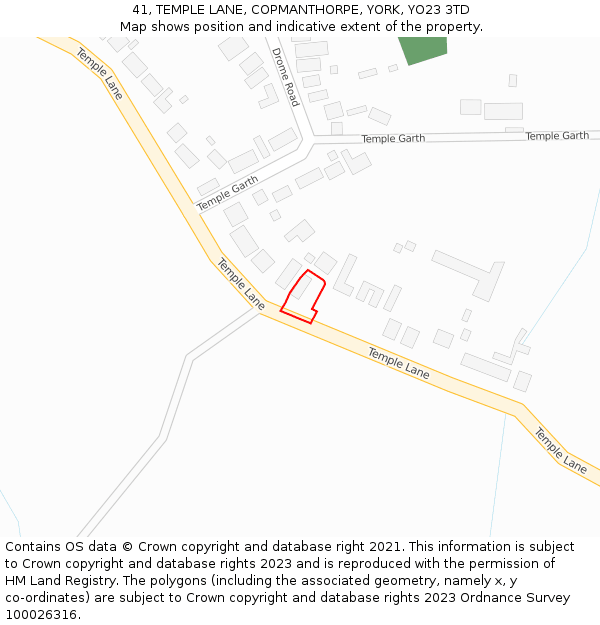 41, TEMPLE LANE, COPMANTHORPE, YORK, YO23 3TD: Location map and indicative extent of plot