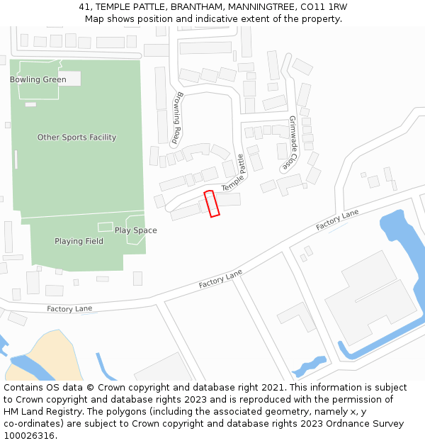 41, TEMPLE PATTLE, BRANTHAM, MANNINGTREE, CO11 1RW: Location map and indicative extent of plot