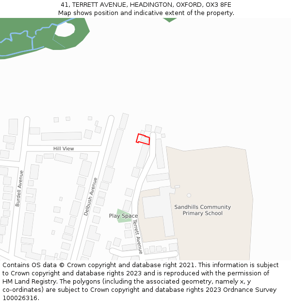 41, TERRETT AVENUE, HEADINGTON, OXFORD, OX3 8FE: Location map and indicative extent of plot