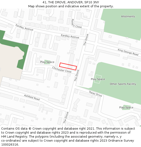 41, THE DROVE, ANDOVER, SP10 3NY: Location map and indicative extent of plot