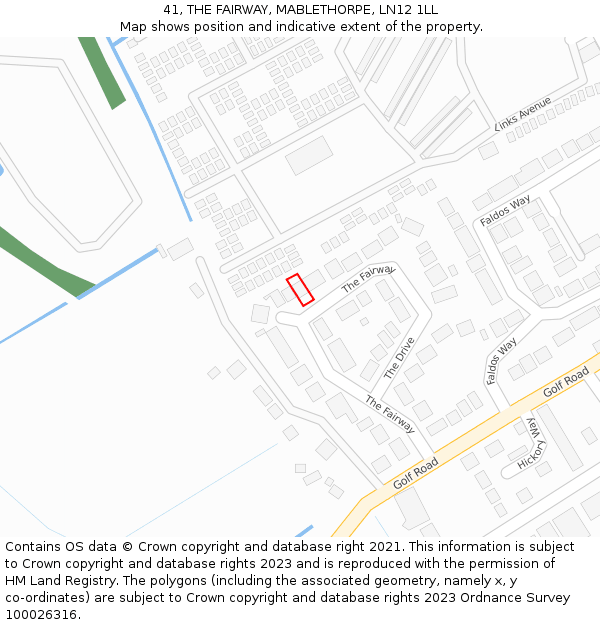 41, THE FAIRWAY, MABLETHORPE, LN12 1LL: Location map and indicative extent of plot