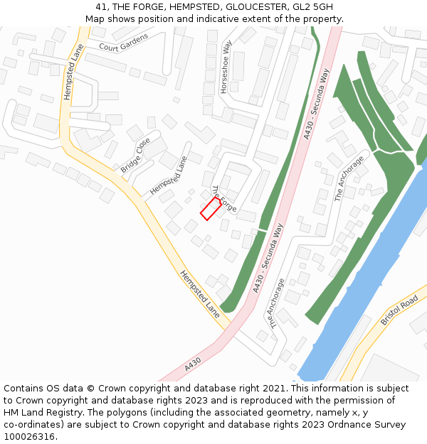 41, THE FORGE, HEMPSTED, GLOUCESTER, GL2 5GH: Location map and indicative extent of plot