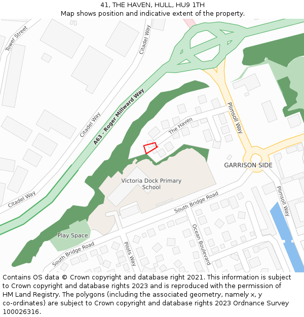 41, THE HAVEN, HULL, HU9 1TH: Location map and indicative extent of plot