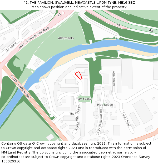 41, THE PAVILION, SWALWELL, NEWCASTLE UPON TYNE, NE16 3BZ: Location map and indicative extent of plot