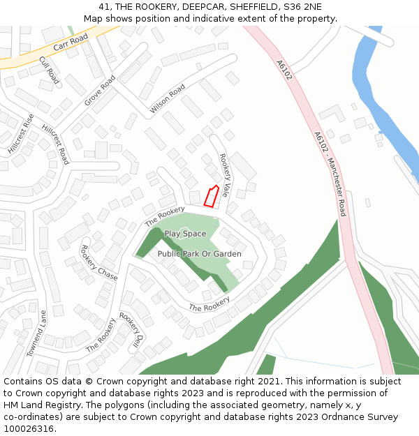 41, THE ROOKERY, DEEPCAR, SHEFFIELD, S36 2NE: Location map and indicative extent of plot