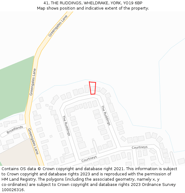 41, THE RUDDINGS, WHELDRAKE, YORK, YO19 6BP: Location map and indicative extent of plot