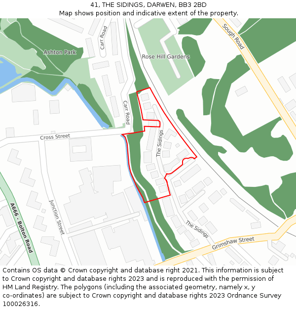 41, THE SIDINGS, DARWEN, BB3 2BD: Location map and indicative extent of plot