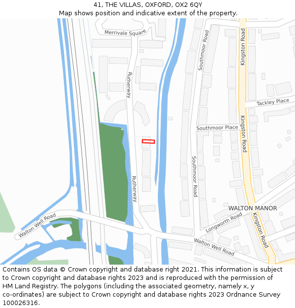 41, THE VILLAS, OXFORD, OX2 6QY: Location map and indicative extent of plot